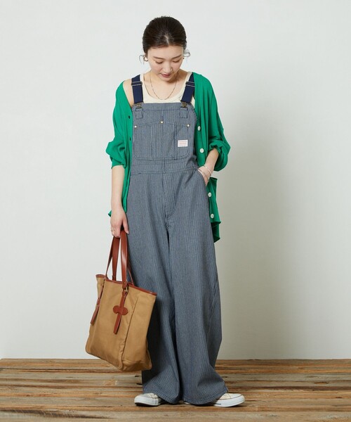 FREAK'S STORE（フリークスストア）の「【WEB限定】PENNYES×FREAK'S STORE/ぺニーズ　別注オーバーオール（サロペット/オーバーオール・レディース・オリーブ/ナチュラル/ネイビー/ストライプ/ブラック/ベージュ・ﾌﾘ-）」の20枚目の写真