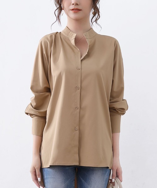 美品★限定デザイン choucho スタンドカラー ブラウス 36 ベージュ 美品☆限定デザイン choucho スタンドカラー ブラウス 36 ベージュ