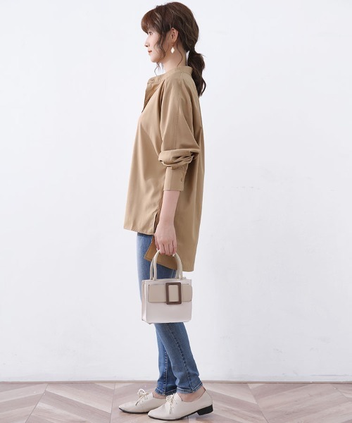 セール】スタンドカラーとろみシャツ（シャツ/ブラウス）｜Doux Belle