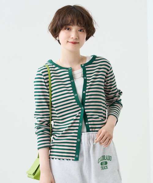 FREAK'S STORE（フリークスストア）の「カラーボーダーリブ2wayカーディガン（カーディガン/ボレロ・レディース・ブラック/ブルーグリーン/ピンク/オレンジ/イエロー・ﾌﾘ-）」の16枚目の写真