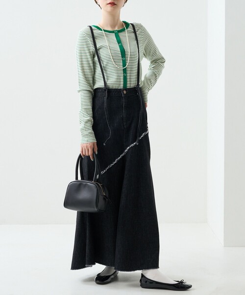 FREAK'S STORE（フリークスストア）の「カラーボーダーリブ2wayカーディガン（カーディガン/ボレロ・レディース・ブラック/ブルーグリーン/ピンク/オレンジ/イエロー・ﾌﾘ-）」の17枚目の写真