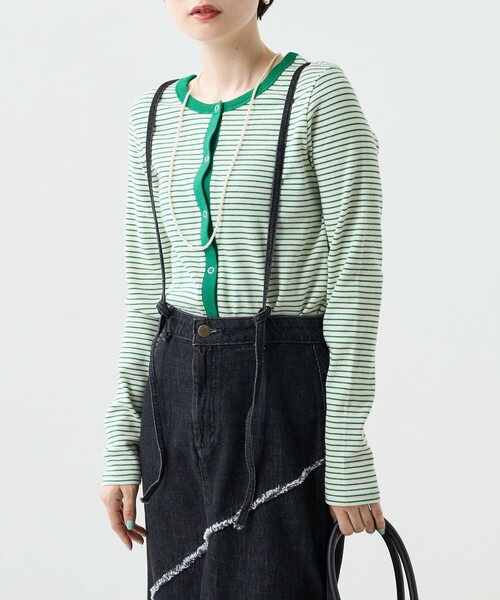 FREAK'S STORE（フリークスストア）の「カラーボーダーリブ2wayカーディガン（カーディガン/ボレロ・レディース・ブラック/ブルーグリーン/ピンク/オレンジ/イエロー・ﾌﾘ-）」の18枚目の写真