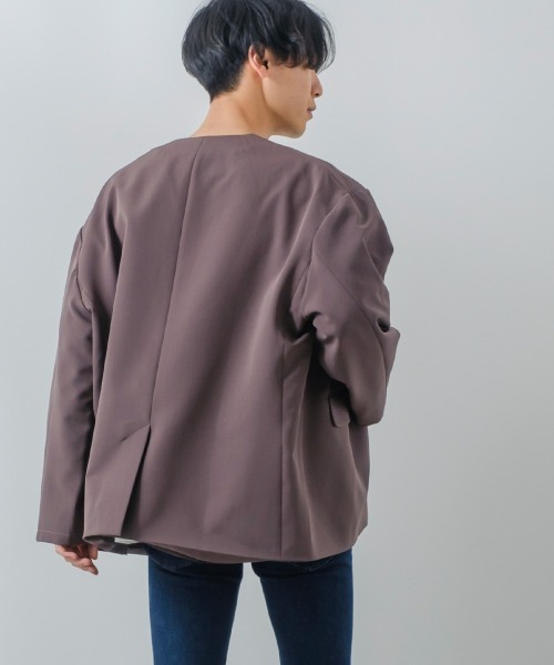 improves（インプローブス）の「【improves】ナチュラルストレッチ ノーカラー ジャケット セットアップ対応（テーラードジャケット・メンズ・ブラック/ブラウン/グリーン/クリーム・MEDIUM/LARGE）」の11枚目の写真