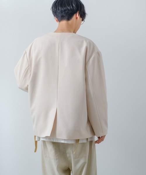 improves（インプローブス）の「【improves】ナチュラルストレッチ ノーカラー ジャケット セットアップ対応（テーラードジャケット・メンズ・ブラック/ブラウン/グリーン/クリーム・MEDIUM/LARGE）」の17枚目の写真