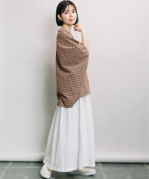 refinedworks（リファインドワークス）の「綿麻ギャザーSK（スカート・レディース・オフホワイト/キナリ/ブルー/ストライプ・FREE）」の12枚目の写真