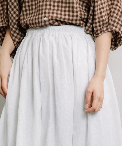 refinedworks（リファインドワークス）の「綿麻ギャザーSK（スカート・レディース・オフホワイト/キナリ/ブルー/ストライプ・FREE）」の15枚目の写真