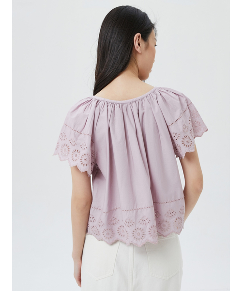 GAP（ギャップ）の「フラッタースリーブ トップス（シャツ/ブラウス・レディース・ホワイト/ベージュ/ライトパープル・XXS/XS/S/L/M）」の10枚目の写真