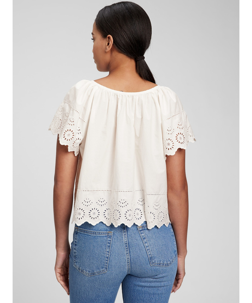 GAP（ギャップ）の「フラッタースリーブ トップス（シャツ/ブラウス・レディース・ホワイト/ベージュ/ライトパープル・XXS/XS/S/L/M）」の11枚目の写真