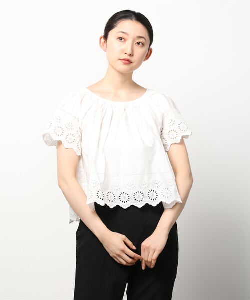 GAP（ギャップ）の「フラッタースリーブ トップス（シャツ/ブラウス・レディース・ホワイト/ベージュ/ライトパープル・XXS/XS/S/L/M）」の8枚目の写真