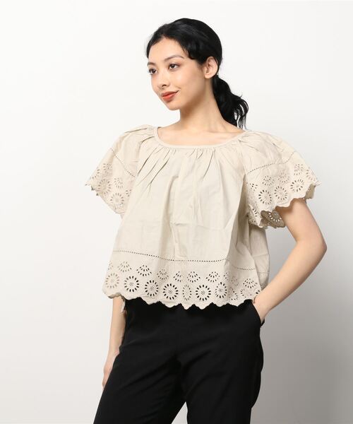GAP（ギャップ）の「フラッタースリーブ トップス（シャツ/ブラウス・レディース・ホワイト/ベージュ/ライトパープル・XXS/XS/S/L/M）」の7枚目の写真