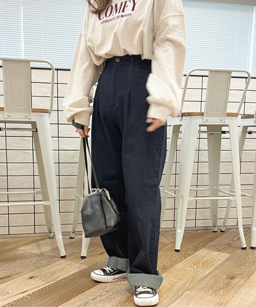 apres jour（アプレジュール）の「タックルーズデニム【ZOZOTOWN限定アイテム】（デニムパンツ・レディース・ブラック/ダークブルー/オフホワイト・LARGE/SMALL/MEDIUM/X-LARGE）」の3枚目の写真