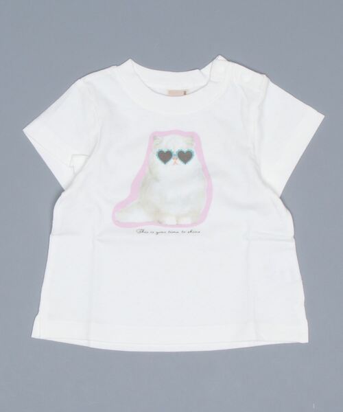 petit main（プティマイン）の「ネコグラフィックＴシャツ（Tシャツ/カットソー・キッズ・オフホワイト/ラベンダー・80ｃｍ/90cm/120cm/130cm/100cm/110cm）」の4枚目の写真