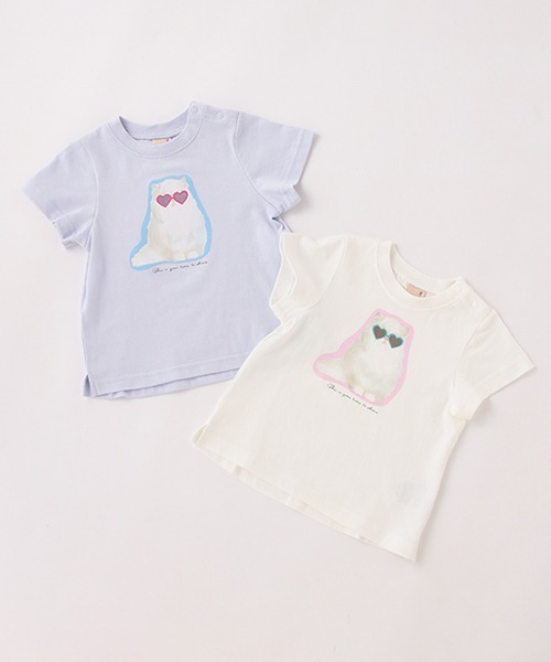petit main（プティマイン）の「ネコグラフィックＴシャツ（Tシャツ/カットソー・キッズ・オフホワイト/ラベンダー・80ｃｍ/90cm/120cm/130cm/100cm/110cm）」の11枚目の写真