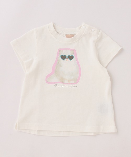 petit main（プティマイン）の「ネコグラフィックＴシャツ（Tシャツ/カットソー・キッズ・オフホワイト/ラベンダー・80ｃｍ/90cm/120cm/130cm/100cm/110cm）」の13枚目の写真