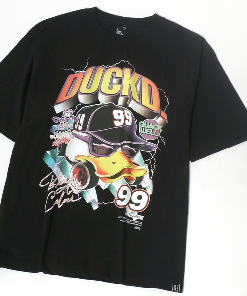 Duck Dude（ダックデュード）の「DUCK DUDE/ダックデュード ビッグシルエット トラックレースプリントTシャツ（Tシャツ/カットソー・レディース・ホワイト/ブラック/ブラック系その他/ホワイト系その他・M/L/XL）」の4枚目の写真