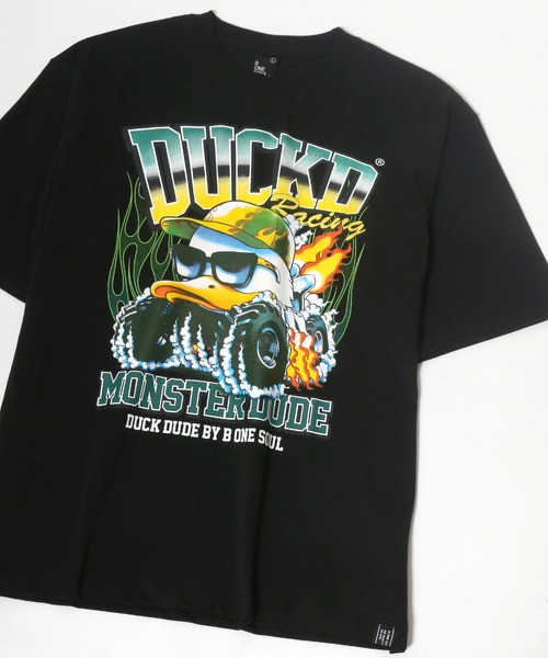 Duck Dude（ダックデュード）の「DUCK DUDE/ダックデュード ビッグシルエット トラックレースプリントTシャツ（Tシャツ/カットソー・レディース・ホワイト/ブラック/ブラック系その他/ホワイト系その他・M/L/XL）」の3枚目の写真