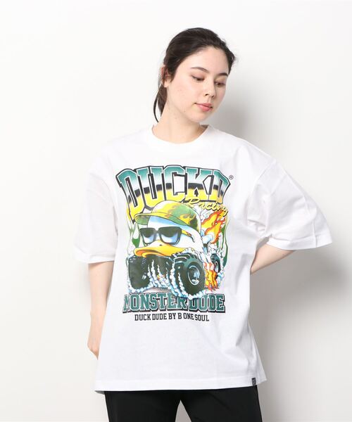 Duck Dude（ダックデュード）の「DUCK DUDE/ダックデュード ビッグシルエット トラックレースプリントTシャツ（Tシャツ/カットソー・レディース・ホワイト/ブラック/ブラック系その他/ホワイト系その他・M/L/XL）」の10枚目の写真