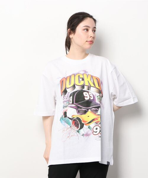 Duck Dude（ダックデュード）の「DUCK DUDE/ダックデュード ビッグシルエット トラックレースプリントTシャツ（Tシャツ/カットソー・レディース・ホワイト/ブラック/ブラック系その他/ホワイト系その他・M/L/XL）」の9枚目の写真