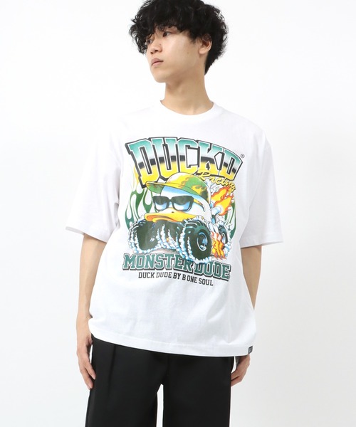 Duck Dude（ダックデュード）の「DUCK DUDE/ダックデュード ビッグシルエット トラックレースプリントTシャツ（Tシャツ/カットソー・レディース・ホワイト/ブラック/ブラック系その他/ホワイト系その他・M/L/XL）」の11枚目の写真