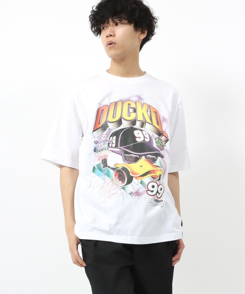 Duck Dude（ダックデュード）の「DUCK DUDE/ダックデュード ビッグシルエット トラックレースプリントTシャツ（Tシャツ/カットソー・レディース・ホワイト/ブラック/ブラック系その他/ホワイト系その他・M/L/XL）」の12枚目の写真