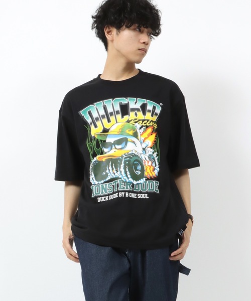 Duck Dude（ダックデュード）の「DUCK DUDE/ダックデュード ビッグシルエット トラックレースプリントTシャツ（Tシャツ/カットソー・レディース・ホワイト/ブラック/ブラック系その他/ホワイト系その他・M/L/XL）」の13枚目の写真
