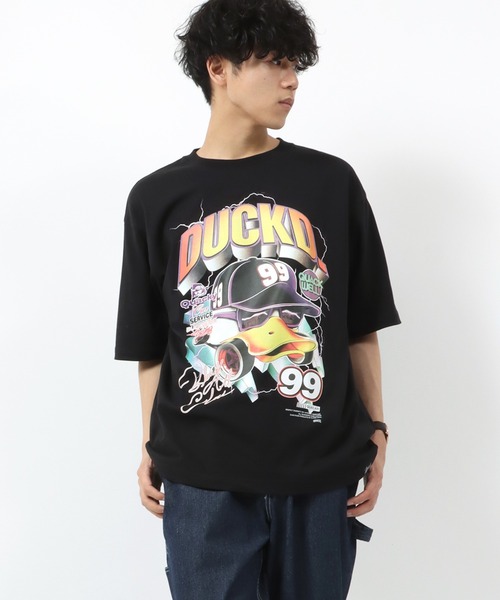 Duck Dude（ダックデュード）の「DUCK DUDE/ダックデュード ビッグシルエット トラックレースプリントTシャツ（Tシャツ/カットソー・レディース・ホワイト/ブラック/ブラック系その他/ホワイト系その他・M/L/XL）」の14枚目の写真