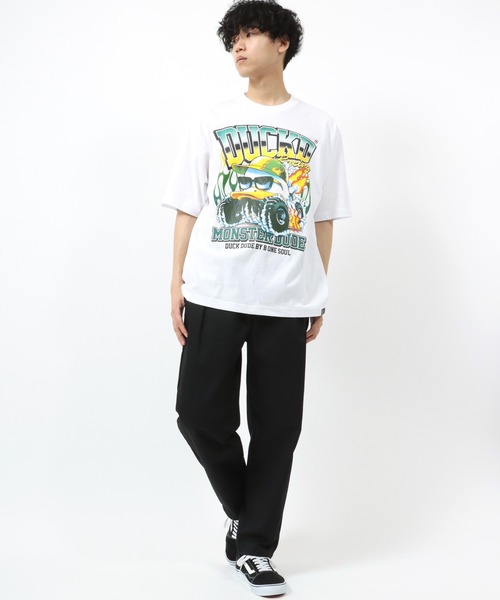 Duck Dude（ダックデュード）の「DUCK DUDE/ダックデュード ビッグシルエット トラックレースプリントTシャツ（Tシャツ/カットソー・レディース・ホワイト/ブラック/ブラック系その他/ホワイト系その他・M/L/XL）」の15枚目の写真