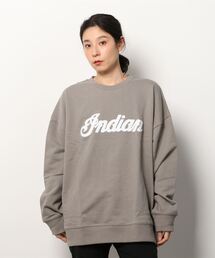 『INDIAN』刺繍+発砲プリント オーバーサイズトレーナー