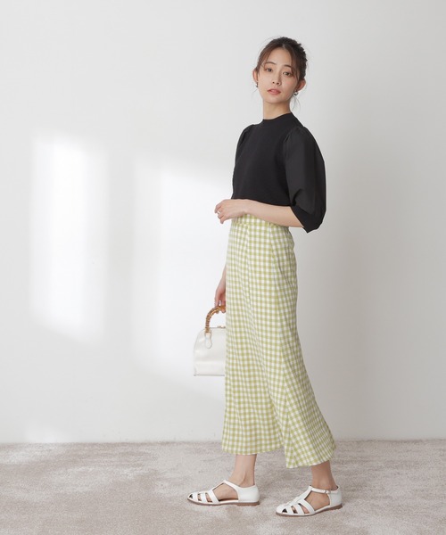 N.(N. Natural Beauty Basic)(エヌエヌナチュラルビューティーベーシック)の「◆布帛ドッキングニット(ニット/セーター・レディース・ブラック/オフホワイト/イエロー・MEDIUM)」の11枚目の写真