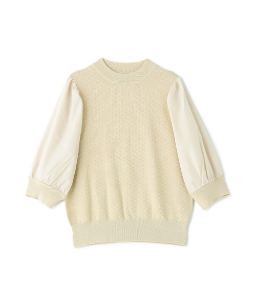 N.(N. Natural Beauty Basic)(エヌエヌナチュラルビューティーベーシック)の「◆布帛ドッキングニット(ニット/セーター・レディース・ブラック/オフホワイト/イエロー・MEDIUM)」の21枚目の写真