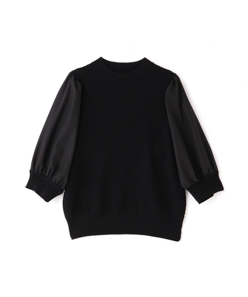 N.(N. Natural Beauty Basic)(エヌエヌナチュラルビューティーベーシック)の「◆布帛ドッキングニット(ニット/セーター・レディース・ブラック/オフホワイト/イエロー・MEDIUM)」の18枚目の写真