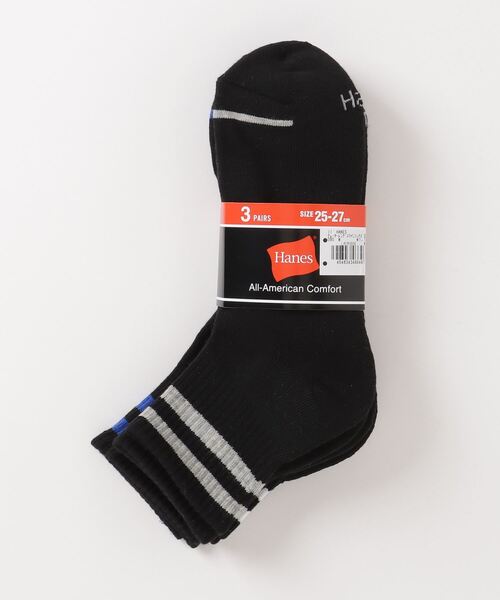 HANES（ヘインズ）の「HANES/ヘインズ クォーターレングスラインソックス 3足セット HMSCR202（ソックス/靴下・メンズ・ホワイト/ブラック・M）」の12枚目の写真