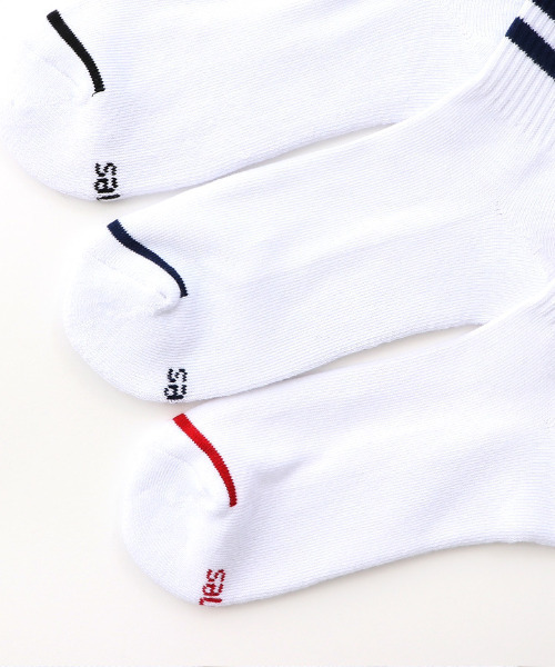 HANES（ヘインズ）の「HANES/ヘインズ クォーターレングスラインソックス 3足セット HMSCR202（ソックス/靴下・メンズ・ホワイト/ブラック・M）」の7枚目の写真