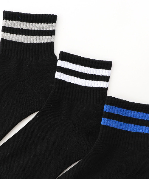 HANES（ヘインズ）の「HANES/ヘインズ クォーターレングスラインソックス 3足セット HMSCR202（ソックス/靴下・メンズ・ホワイト/ブラック・M）」の9枚目の写真