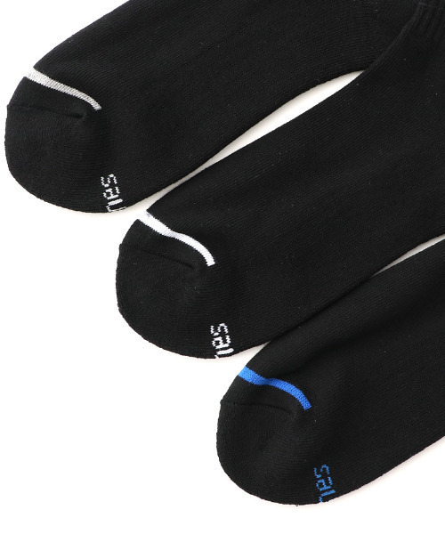HANES（ヘインズ）の「HANES/ヘインズ クォーターレングスラインソックス 3足セット HMSCR202（ソックス/靴下・メンズ・ホワイト/ブラック・M）」の10枚目の写真