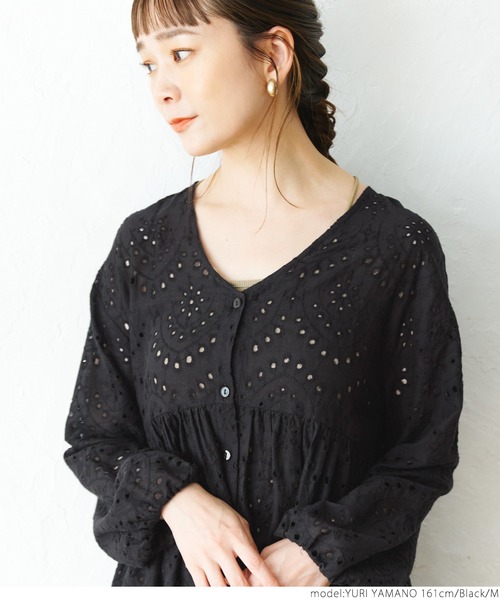coca(coca)(コカ)の「カットワークガウンワンピース(ワンピース・レディース・ホワイト/ブラック・M/L)」の7枚目の写真
