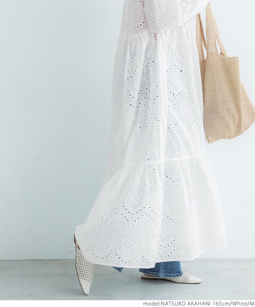 coca(coca)(コカ)の「カットワークガウンワンピース(ワンピース・レディース・ホワイト/ブラック・M/L)」の13枚目の写真