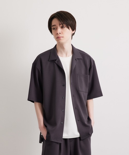 JUNRED(ジュンレッド)の「エアシルケット開襟半袖シャツ(シャツ/ブラウス・メンズ・ブルー/ベージュ/チャコールグレー・L/M/LL)」の6枚目の写真