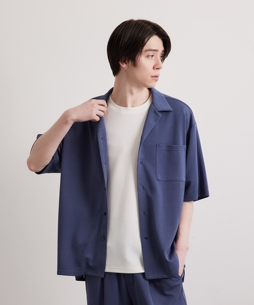 JUNRED(ジュンレッド)の「エアシルケット開襟半袖シャツ(シャツ/ブラウス・メンズ・ブルー/ベージュ/チャコールグレー・L/M/LL)」の4枚目の写真
