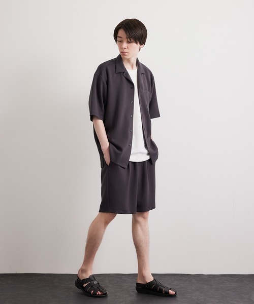 JUNRED(ジュンレッド)の「エアシルケット開襟半袖シャツ(シャツ/ブラウス・メンズ・ブルー/ベージュ/チャコールグレー・L/M/LL)」の9枚目の写真