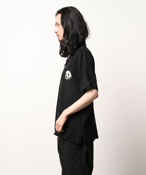 HOUSTON（ヒューストン）の「【HOUSTON】RAYON EMBROIDERY SHIRT(PANDA)（シャツ/ブラウス・メンズ・ブラック/ミント・MEDIUM/LARGE/X-LARGE）」の3枚目の写真