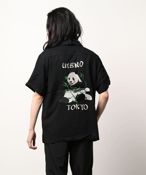 HOUSTON（ヒューストン）の「【HOUSTON】RAYON EMBROIDERY SHIRT(PANDA)（シャツ/ブラウス・メンズ・ブラック/ミント・MEDIUM/LARGE/X-LARGE）」の4枚目の写真