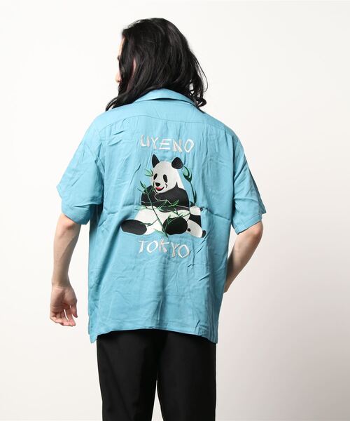 HOUSTON（ヒューストン）の「【HOUSTON】RAYON EMBROIDERY SHIRT(PANDA)（シャツ/ブラウス・メンズ・ブラック/ミント・MEDIUM/LARGE/X-LARGE）」の5枚目の写真