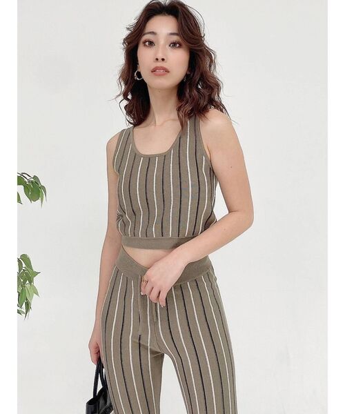 GYDA（ジェイダ）の「【セットアップ着用可】マルチストライプ SHORTニットタンクトップ（ニット/セーター・レディース・ブラック/ベージュ/オフホワイト・FREE）」の22枚目の写真
