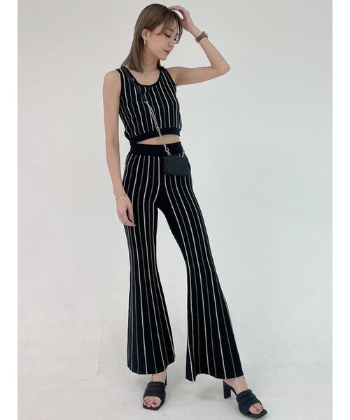 GYDA（ジェイダ）の「【セットアップ着用可】マルチストライプ SHORTニットタンクトップ（ニット/セーター・レディース・ブラック/ベージュ/オフホワイト・FREE）」の18枚目の写真