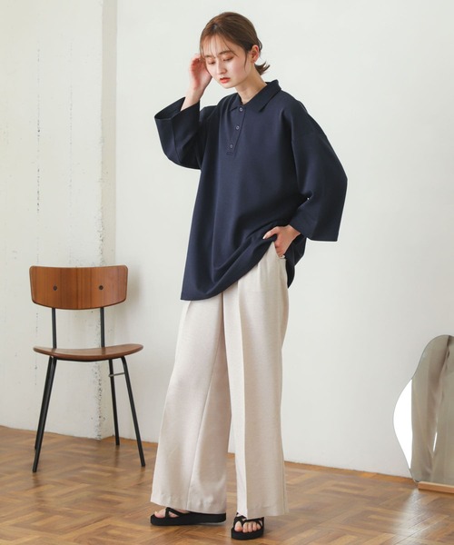 SENSE OF PLACE by URBAN RESEARCH（センスオブプレイスバイアーバンリサーチ）の「『ユニセックス』カノコルーズポロシャツ(5分袖)（ポロシャツ・メンズ・アイボリー/ブラック/ネイビー・MEDIUM/LARGE）」の11枚目の写真