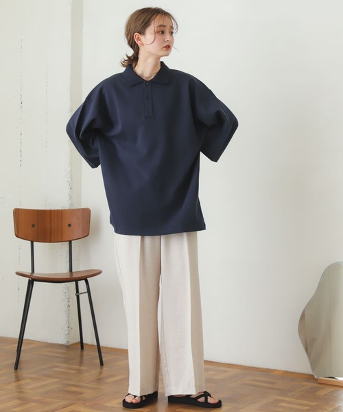 SENSE OF PLACE by URBAN RESEARCH（センスオブプレイスバイアーバンリサーチ）の「『ユニセックス』カノコルーズポロシャツ(5分袖)（ポロシャツ・メンズ・アイボリー/ブラック/ネイビー・MEDIUM/LARGE）」の13枚目の写真