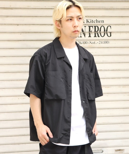 WILD THINGS（ワイルドシングス）の「WILDTHINGS/ワイルドシングス SUPPLEX CAMP SHIRT キャンプシャツ 開襟（シャツ/ブラウス・メンズ・ネイビー/ブラック・M/XL/L/S）」の13枚目の写真