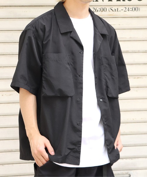 WILD THINGS（ワイルドシングス）の「WILDTHINGS/ワイルドシングス SUPPLEX CAMP SHIRT キャンプシャツ 開襟（シャツ/ブラウス・メンズ・ネイビー/ブラック・M/XL/L/S）」の14枚目の写真