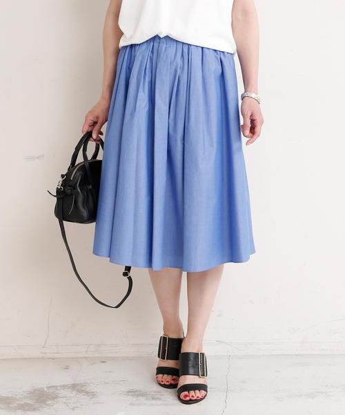 BEAUTY&YOUTH UNITED ARROWS（ビューティーアンドユースユナイテッドアローズ）の「BYSF タイプライターギャザースカート◆（スカート・レディース・オフホワイト/ライトピンク/ダークグリーン/ネイビー/コバルトブルー/ホワイト・フリー）」の5枚目の写真